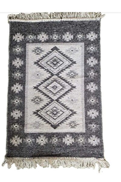 OMS Set 2 traditional rugs, woven, double-sided 60×90 cm, grey rhombus