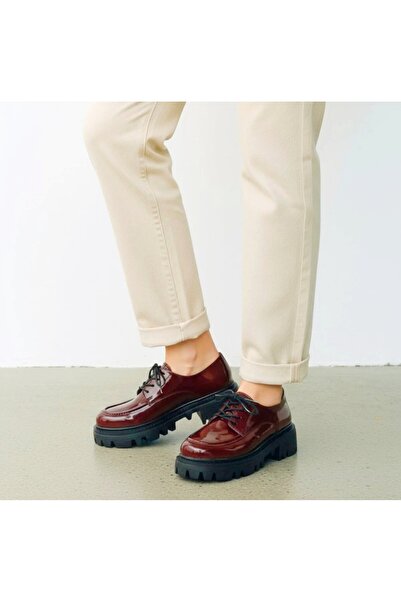 v.s.h velvet Kadın Rugan Bağcıklı Loafer Günlük Rahat Ayakkabı