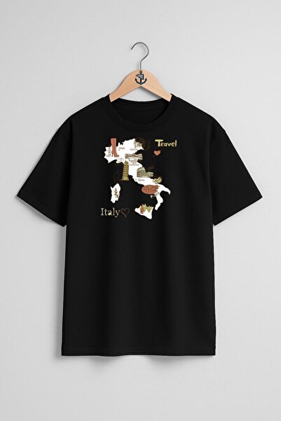 Bahriyeli Collection supradimensionat Tricou unisex cu design de piept cu har...