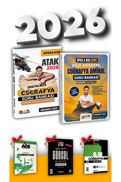 Eğit Akademi 2026 KPSS MEB-AGS Haritalarla Atak + Amiral Coğrafya Soru Bankas...
