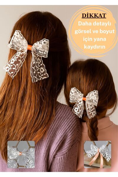 Esey Dizayn Dantelli Fiyonk ANNE ve KIZ Tokası - Klipsli Mandallı