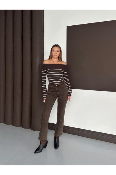 albaroda Γυναικεία ριγέ μπλούζα με γιακά Madonna