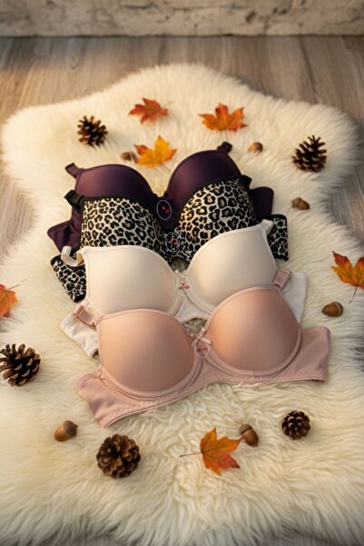 BRAşk Kadın Dolgulu Balenli (Telli) Toparlayıcı Sütyen 4'lü Paket