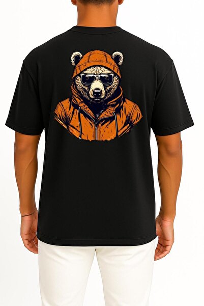 Bahriyeli Collection supradimensionat Urs cu glugă și ochelari cu design spat...