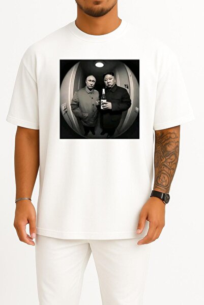 Bahriyeli Collection supradimensionat Putin și Kim Jong Un Design pentru piept unisex tricou