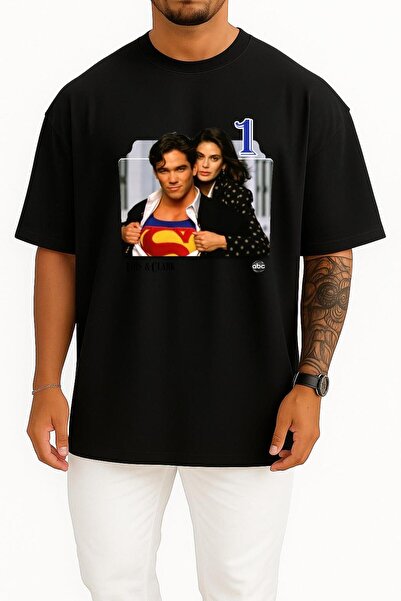 Bahriyeli Collection Oversize Lois and Clark Series and Season Folder Icons, Lois & Clark Chest Design Unisex T-Shirt