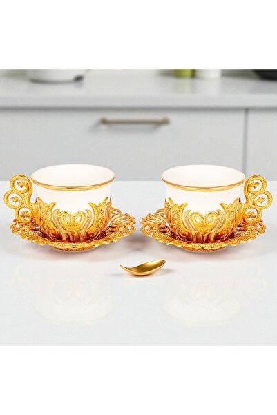 E orient Turkish Coffee Presentation Set 2 Piece Metal Coffee Cup Set