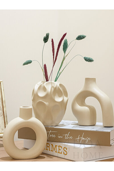 DOAHOMECONCEPT 3'lü Nordik Bohem Tarz Modern Dekoratif Vazo Seti