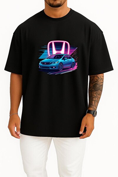 Bahriyeli Collection Oversize Honda Civic Fb7 Göğüs Tasarımlı Unisex T-Shirt