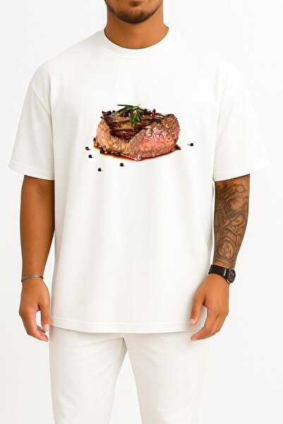 Bahriyeli Collection Tricou unisex cu design pentru gât din piept Beefsteak B...
