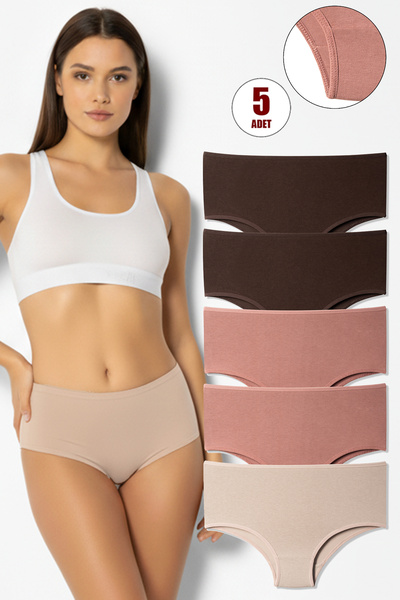 Lolitam Women's High Waist Cotton Lycra 5-Piece Panties