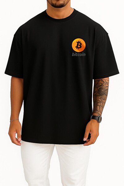 Bahriyeli Collection supradimensionat Logo Bitcoin Graphics Dark Web Formatul fișierului Bmp Design pentru buzunar și spate Unisex tricou