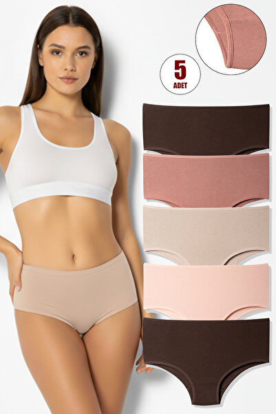 Lolitam Chiloți din bumbac Lycra cu talie înaltă pentru femei, pachet de 5