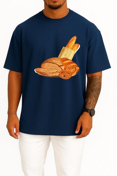 Bahriyeli Collection تي شيرت للجنسين بتصميم كرواسون كبير الحجم وخبز السيميت و...