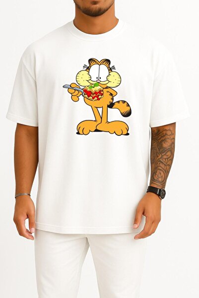 Bahriyeli Collection Огромна тениска с дизайн на лазаня на гърдите с мотива „...