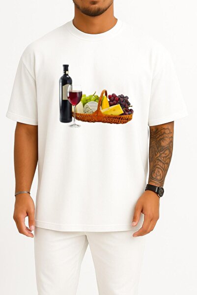 Bahriyeli Collection Oversize Bottle Wine and Fruit Plate Chest Design Unisex...