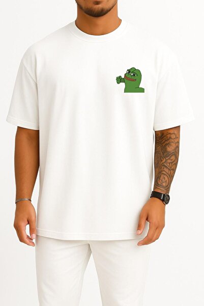 Bahriyeli Collection تي شيرت للجنسين بتصميم كبير الحجم على شكل ضفدع بيبي، مع ...