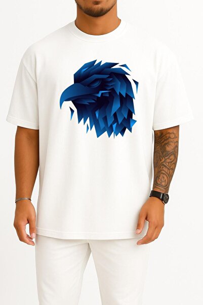 Bahriyeli Collection supradimensionat Blue Animation Eagle Design unisex cu d...