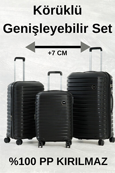 HSR Körüklü Silikon Kırılmaz (olipropilen) 3'lü Valiz Seti