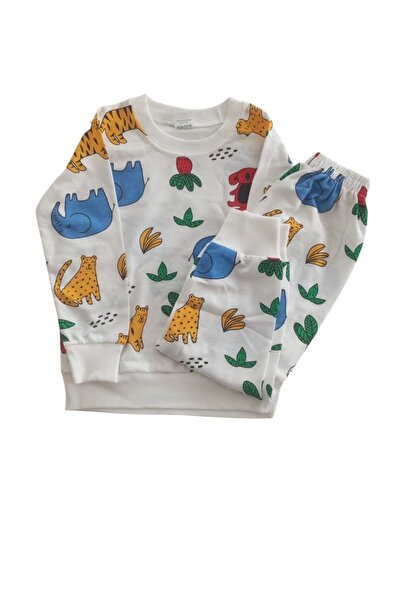 Arya Nisa Kids Boys' Color Safari Animals Printed 100% Cotton Seasonal Pajama Set