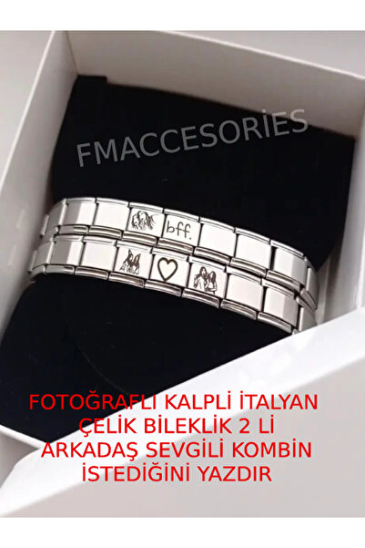fmaccesories Fotoğraflı Kalpli Arkadaş Sevgili Kombinli Çiftlere Özel İtalyan...