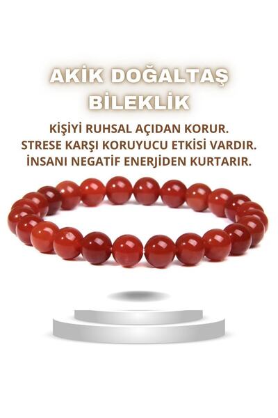 beautifulnaturelstones Akik Kırmızı Doğal Taş Bileklik ( Nazara Karşı Koruma ...