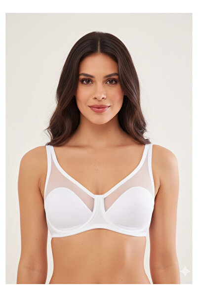 HS İÇ GİYİM Kadın Beyaz Minimizer Küçültücü Toparlayıcı Balenli Soft Sütyen L...