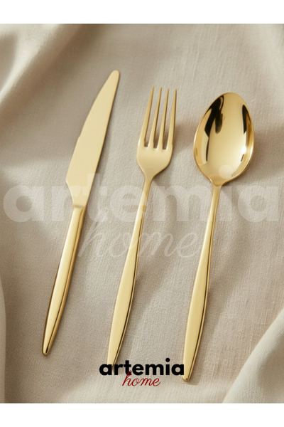 DMR LİFE Gold Dine 30 Parça Çatal Kaşık Bıçak Takımı | Gold | 6 Kişilik | 18/...