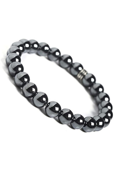 NBS Beautiful Naturel Stones Doğal Taş Hematit Şık Unisex Bileklik 8 Mm