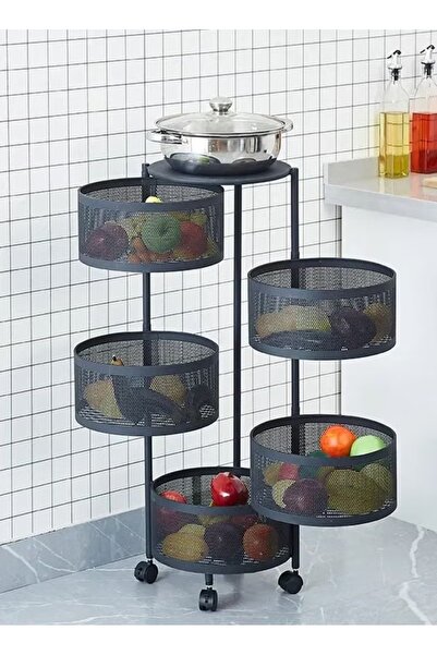 huitich Rotating Multilayer Fruit and Vegetable Storage Rack Black