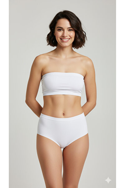 HS İÇ GİYİM Women's White Super High Waist Laser Cut Panties 3 Pack