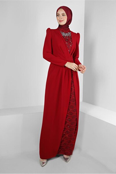 Alvina DANTEL DETAYLI BONCUK İŞLEMELİ ABİYE ELBİSE 50379