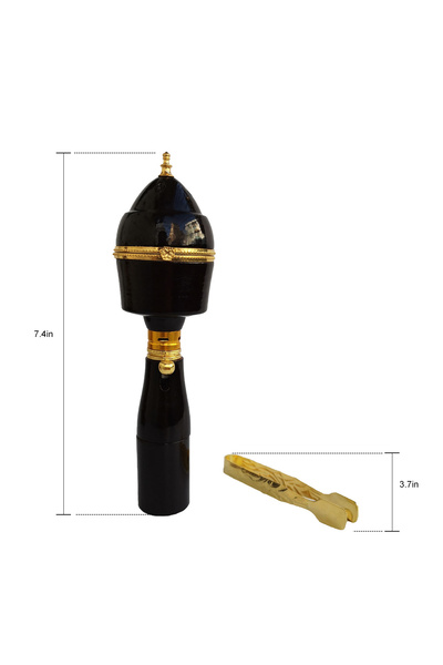 sharpdo Portable Arabic Wooden Bakhoor Burner Black/Gold 6.8x6.8x22.5 cm