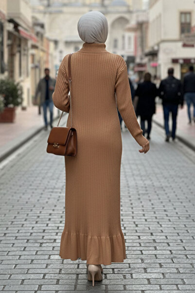 benguen Ruffled Dress with Side Buttons H25309 Mink