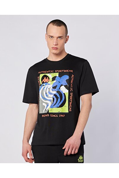 Kappa Hibbs Tee Erkek Siyah Comfort Fit Tişört