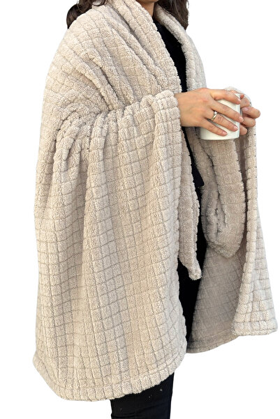 Sevim Wellsoft одеяло - телевизионно одеяло - плюшено поларно меко одеяло - 110x160 cm - бежово