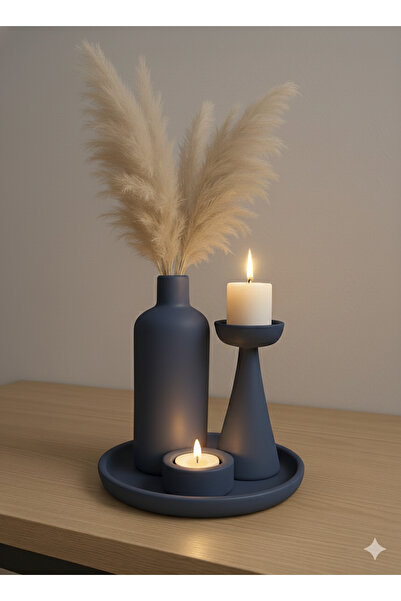 TACTIC Set decorativ modern din 4 piese (vază-candelabru-suport pentru lumânări-tavă)
