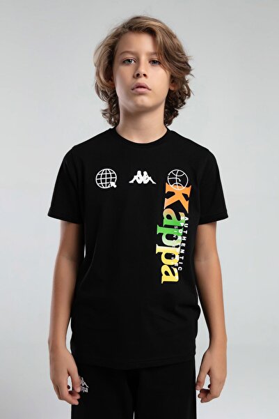 Kappa Authentic Jason Erkek Çocuk Siyah Regular Tişört