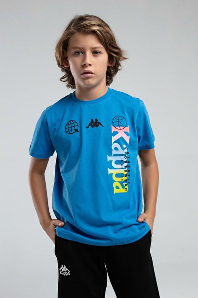 Kappa Authentic Jason Erkek Çocuk Mavi Regular Fit Tişört