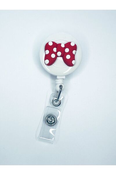 odaburada Red Ribbon Figured Yoyo Collar Card Holder