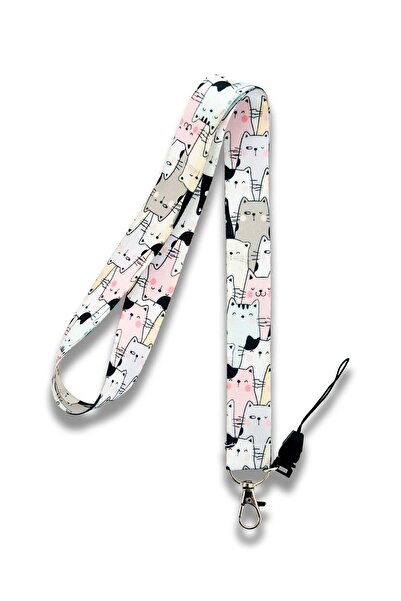 PABALAS حامل شارة اسم الحبل اللطيف مع شكل القط - حامل الهاتف