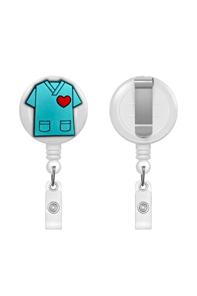 odaburada حامل بطاقات ياقة يويو على شكل مريلة طبيب خضراء