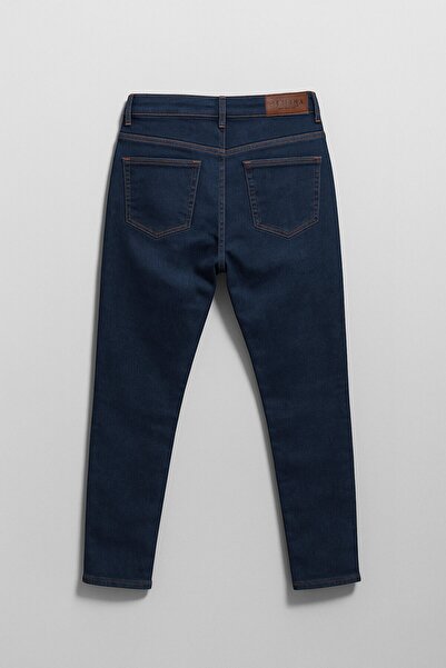 Bluewhite Women's High Waist Skinny Fit Dark Blue Jean Pants