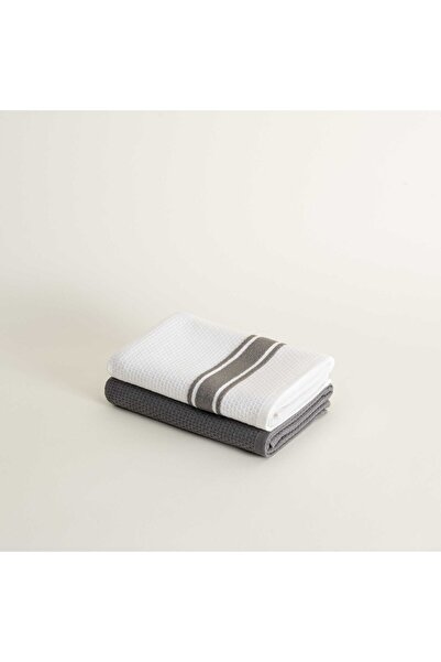 Ecocotton Elvin 2-пакет рушників для витирання, 100% органічна бавовна, спеціальне плетіння, сіро-кремовий, 40х60 см