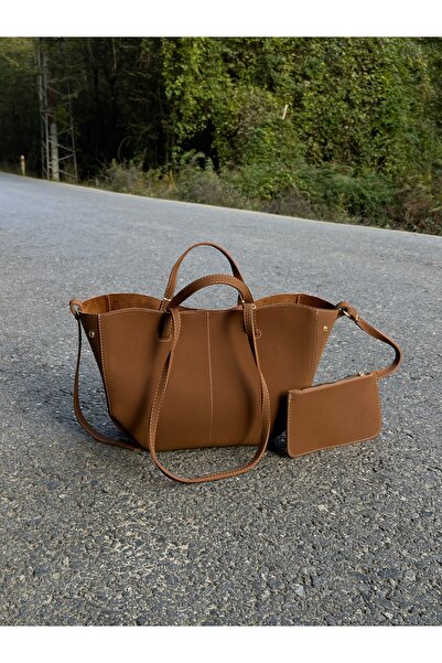 na nura collection Suede Tan Polen Hand and Shoulder Bag