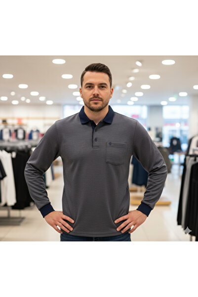 güncüoğlu DAYBOĞLU LONG SLEEVE COLLARED POCKET SLEEVES RIBBANED FLAT CLASSIC MEN'S COMBED COTTON