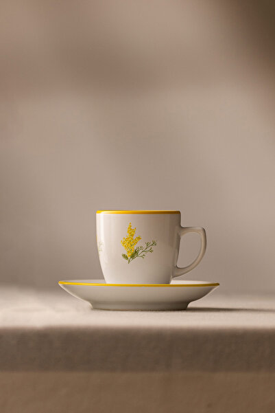 Rakle Mimoza Seramik 2'li Kahve Fincan Takımı 110 cc