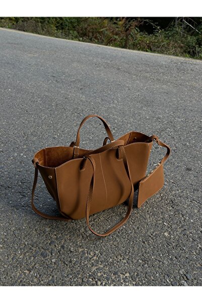 na nura collection Suede Tan Polen Hand and Shoulder Bag