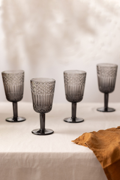 Rakle Vega 4'lü Su Kadehi Seti Füme 280 cc