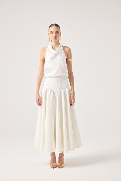 HOLLY LOLLY Fusta lungă Elenor cu fermoar albă